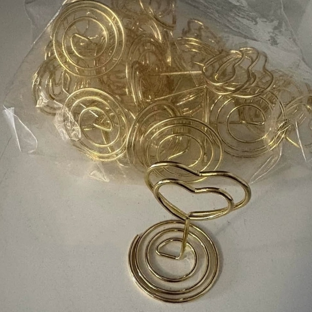 Gold Heart-Shaped Card/Photo Holders
